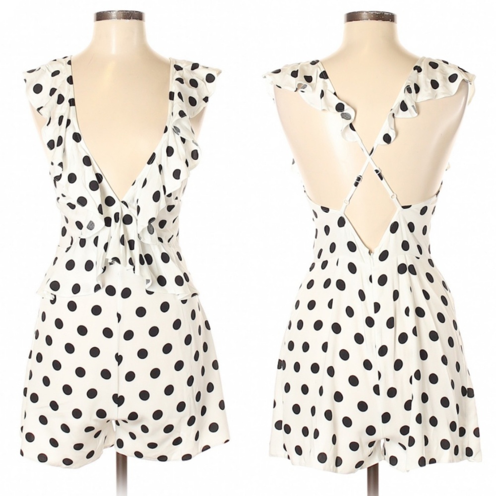 Asos White Black Print Criss Cross Romper Playsuit - Picture 2 of 2